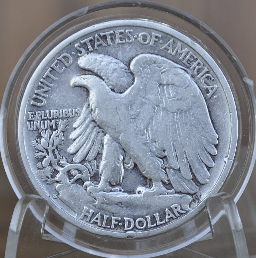 1940-S Walking Liberty Silver Half Dollar - F (Fine) Grade / Condition - Philadelphia Mint - 1940 S, 1940 P Liberty Walking as Pictured