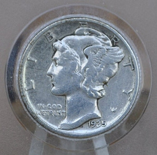 1935 S Mercury Silver Dime - San Francisco Mint - VF/XF (Very to Extremely Fine) - Winged Liberty Head Dime 1935S