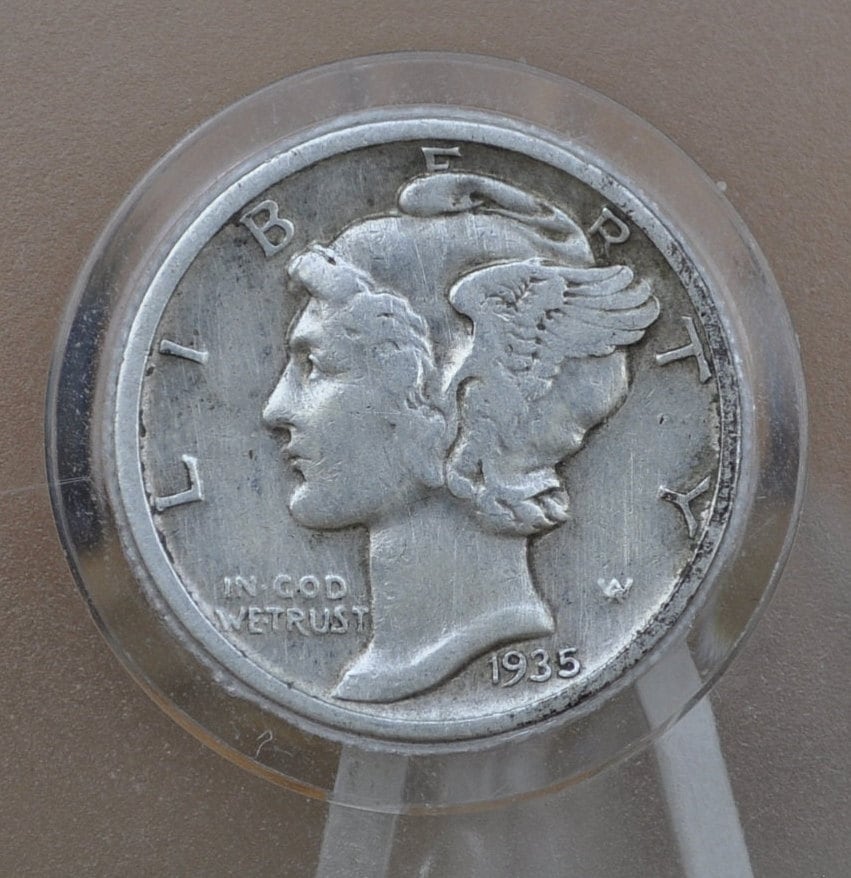 1935 Mercury Silver Dime - VF (Very Fine) Grade / Condition - Philadelphia Mint - 1935 P Winged Liberty Head Dime 1935 - Mercury Dimes