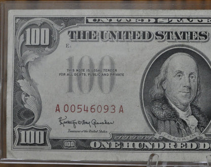 1966 100 Dollar US Note - XF (Extremely Fine) Grade / Condition - 1966 One Hundred Dollar United States Note Red Seal Fr#1550 Low Mintage