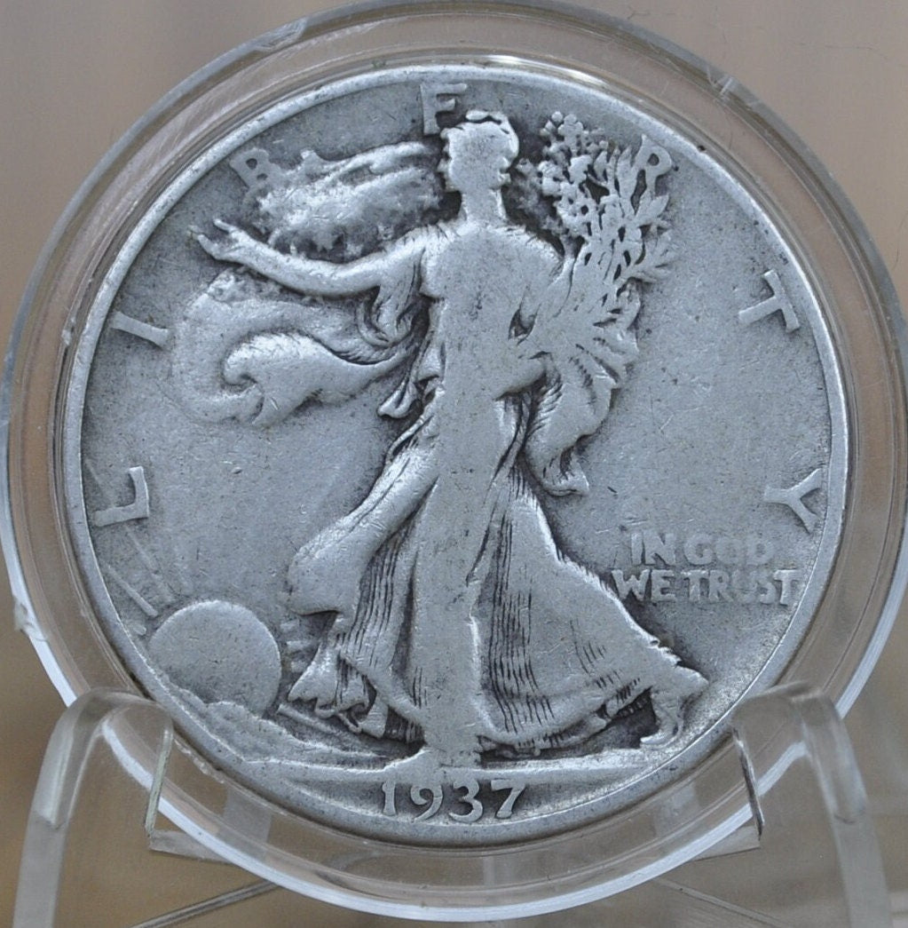 1937-D Walking Liberty Silver Half Dollar - VF (Very Fine) - Denver Mint - 1937D Half Dollar / 1937 D Half Dollar, Better Date