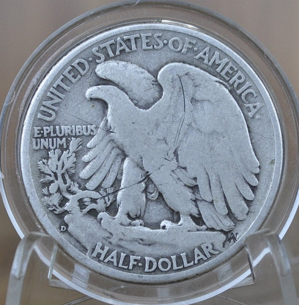 1937-D Walking Liberty Silver Half Dollar - VF (Very Fine) - Denver Mint - 1937D Half Dollar / 1937 D Half Dollar, Better Date