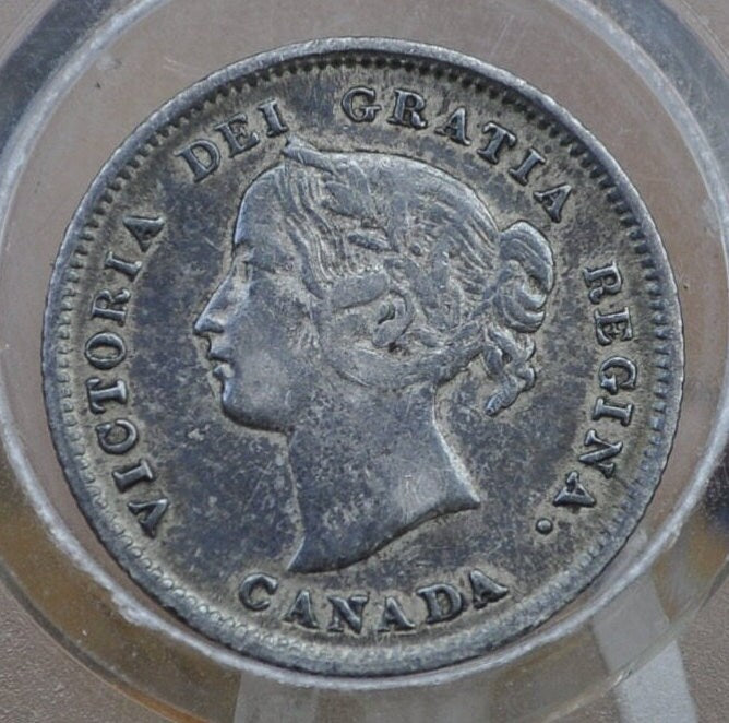 1899 Canadian Silver 5 Cent Coin - XF (Extremely Fine) Grade - Queen Victoria Canada 5 Cent Sterling Silver 1899