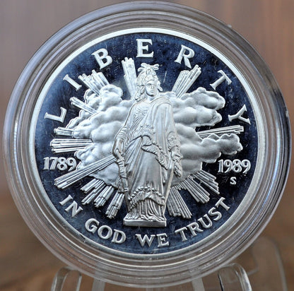 1989-S U.S. Congress Bicentennial Silver Dollar - In Original Mint Case - Proof, Silver - Congress Commemorative Silver Dollar 1989