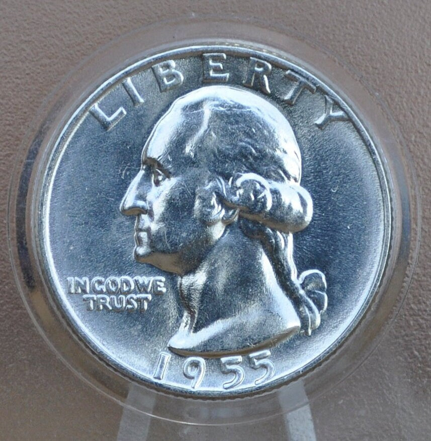 1955 Washington Quarter - XF-AU (Extremely Fine to About Uncirculated) Grade - Philadelphia Mint - 1955-P Quarter - Silver Quarter 1955