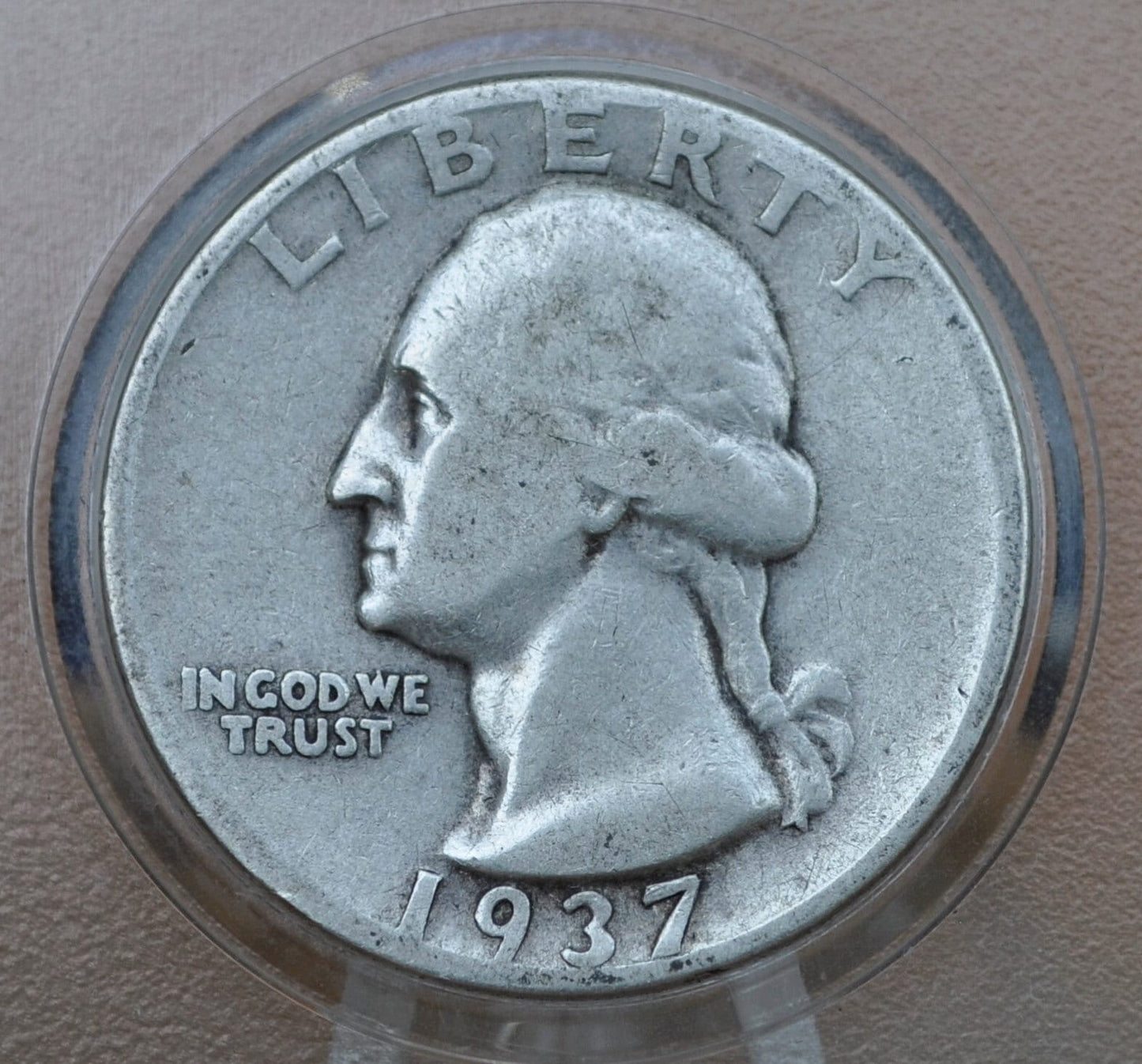 1937 D Washington Silver Quarter - VG-F (Very Good to Fine) - Denver Mint - 1937D Quarter