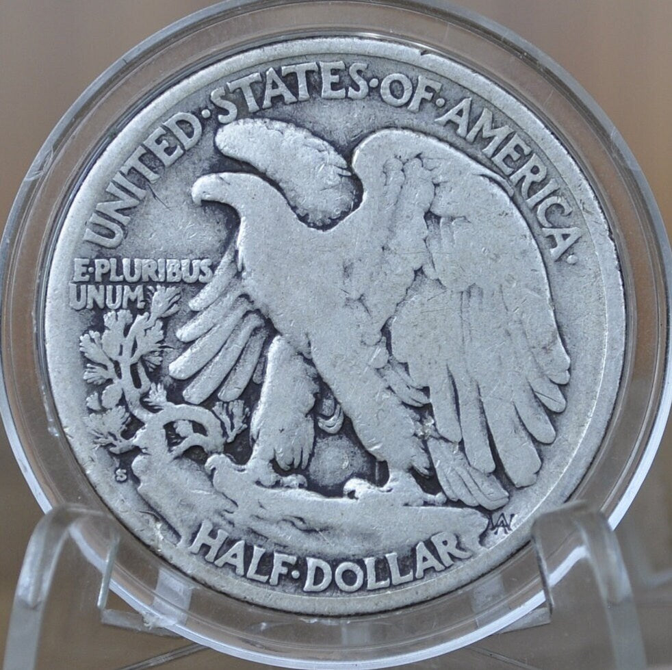1921-S Walking Liberty Silver Half Dollar - VG (Very Good) -Key Date- San Francisco Mint- 1921 S WLH - Half Dollar 1921S Liberty WLH 1921S
