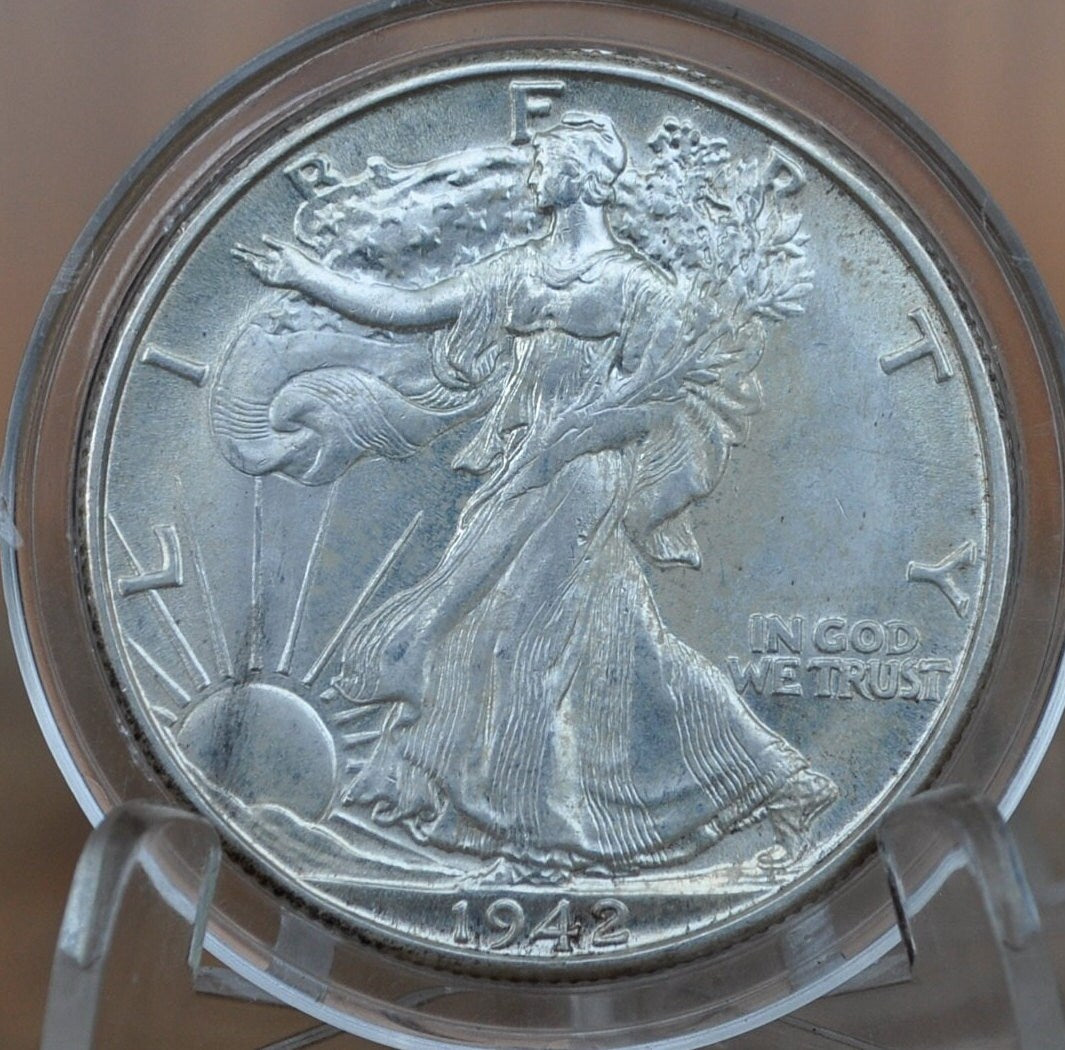 1942-D Walking Liberty Silver Half Dollar - MS62 (Uncirculated) Grade / Condition - Denver Mint - 1942D, 1942 D Half Dollar