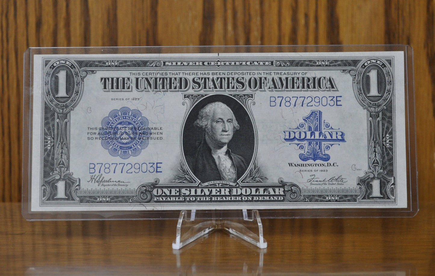 1923 Silver Certificate Horseblanket Note 1 Dollar Bill - CU (Uncirculated) - Crisp, Clean, Blue Seal - 1923 Silver Cert - Fr.237