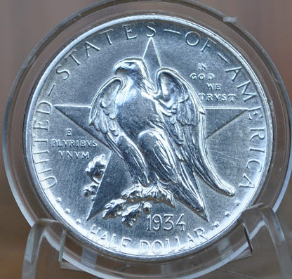 Authentic 1934 Texas Silver Commemorative Half Dollar - MS63 / BU (Choice Uncirculated) - Texas Independence Centennial Half 1934, Original