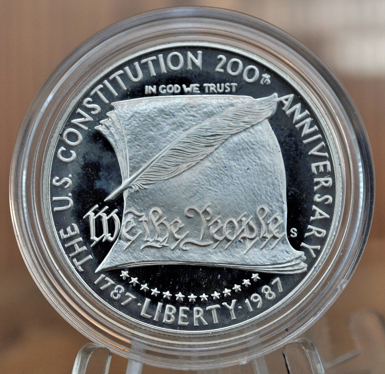 1987 U.S. Constitution Bicentennial Silver Dollar - In Original Mint Case - Proof, Silver - We The People Commemorative Silver Dollar