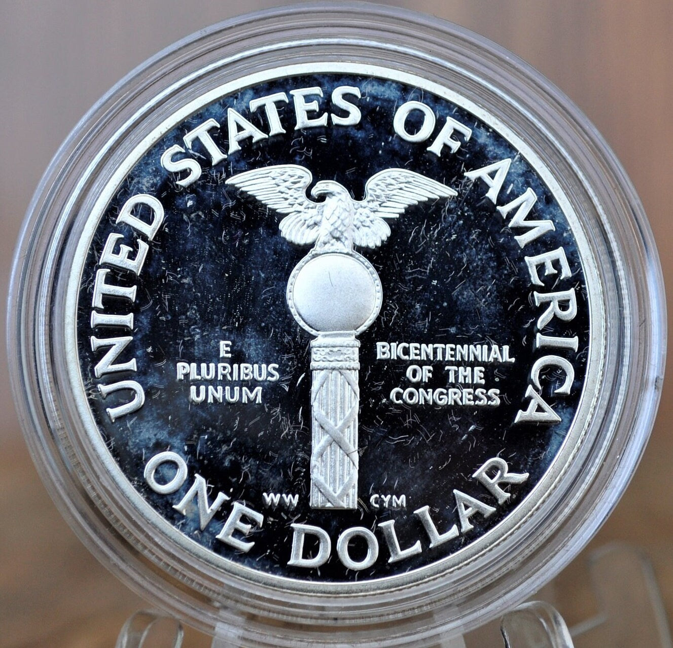 1989-S U.S. Congress Bicentennial Silver Dollar - In Original Mint Case - Proof, Silver - Congress Commemorative Silver Dollar 1989
