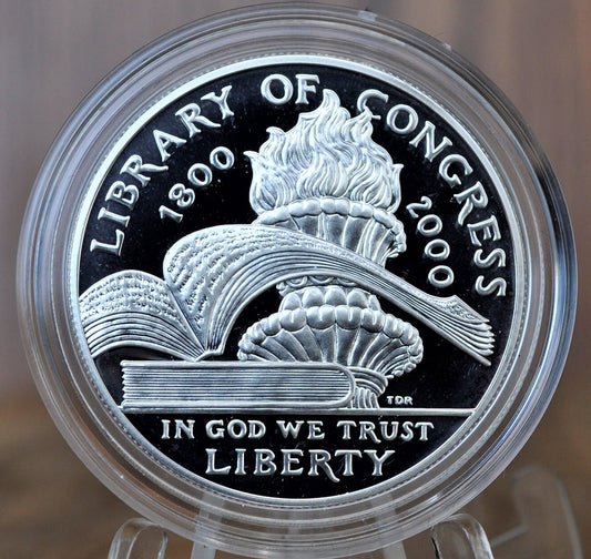 2000 Library Of Congress Bicentennial Silver Dollar - In Original Mint Case -Proof, Silver - Library of Congress Commemorative Silver Dollar
