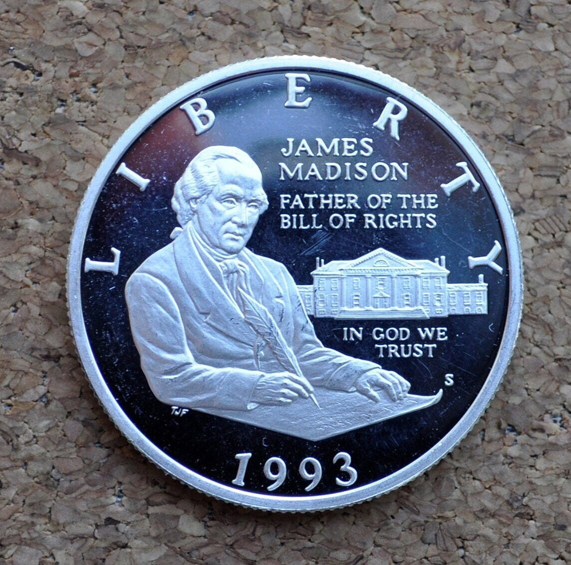 1993-S James Madison-Bill of Rights Silver Commemorative Half Dollar - Proof - James Madison Proof Half Dollar 1993S