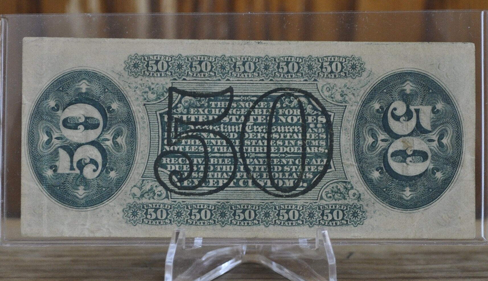 50 Cent Fractional Note Fr#1334 XF Grade / Condition - &quot;a&quot; on obverse, no surcharge, green reverse - Third Issue Fractional Note Fifty Cent