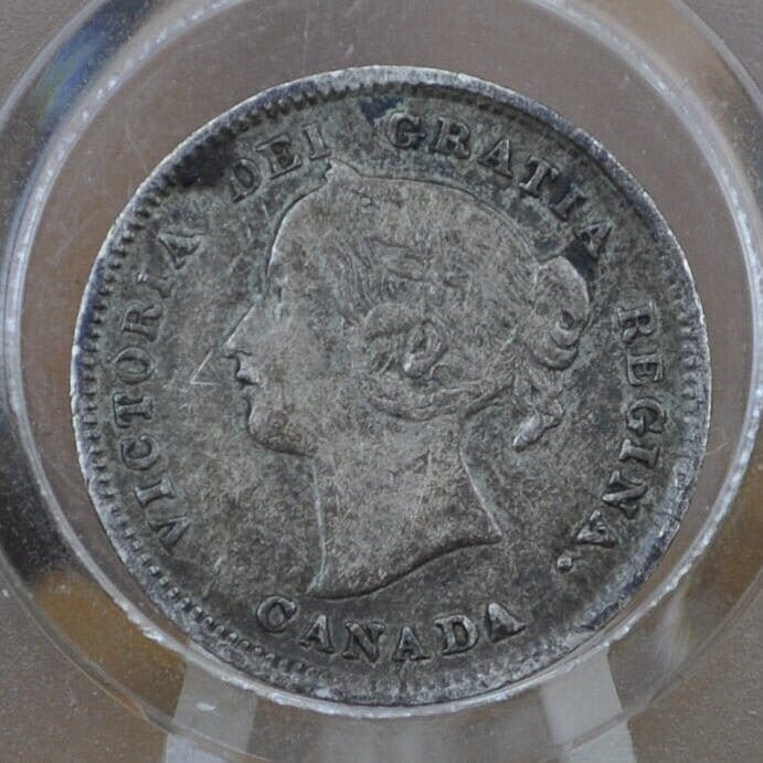 1893 Canadian Silver 5 Cent Coin - VF (Very Fine) - Queen Victoria - Canada 5 Cent Sterling Silver 1893 Canada