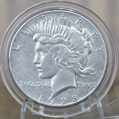 1928 Peace Dollar, Key Date - AU55 (About Uncirculated) - Philadelphia Mint - 1928 P Silver Dollar Key Date 1928 Peace Dollar