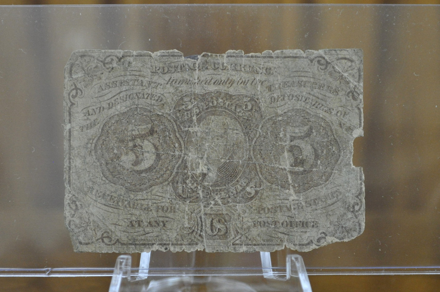 1st Issue Fractional Currency 5 Cents (Fr#1230) - Cull Grade - 1862 First Issue Fractional Note Number 1230, Authentic