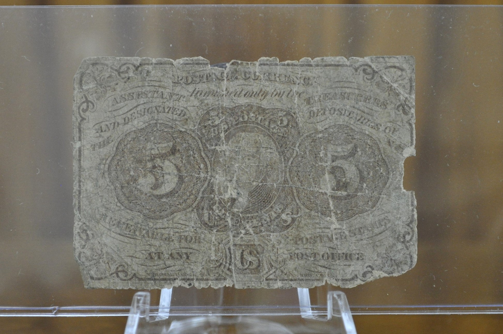 1st Issue Fractional Currency 5 Cents (Fr#1230) - Cull Grade - 1862 First Issue Fractional Note Number 1230, Authentic