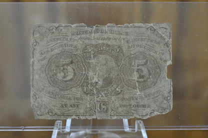 1st Issue Fractional Currency 5 Cents (Fr#1230) - Cull Grade - 1862 First Issue Fractional Note Number 1230, Authentic