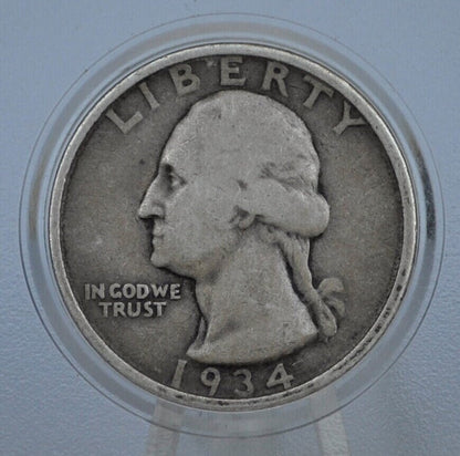 1934 Washington Silver Quarter - G-VF (Good to Very Fine) Choose by Grade Group - 1934 P Washington Quarter 1934 Silver Quarter 1934