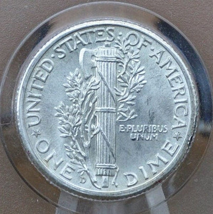 1944 D Mercury Dime - BU (Uncirculated) Grade / Condition - 1944 D Winged Liberty Head Dime 1944D Silver Dime - Denver Mint