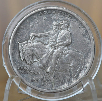 Authentic 1925 Stone Mountain Silver Commemorative Half Dollar - AU (About Uncirculated) Robert E Lee and Stonewall Jackson 1925 Half Dollar