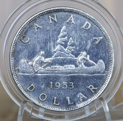 1953 Canadian Silver Dollar - Canoe Silver Dollar - 80% Silver - Silver Dollar Canada 1953 - Canadian Coin Collection