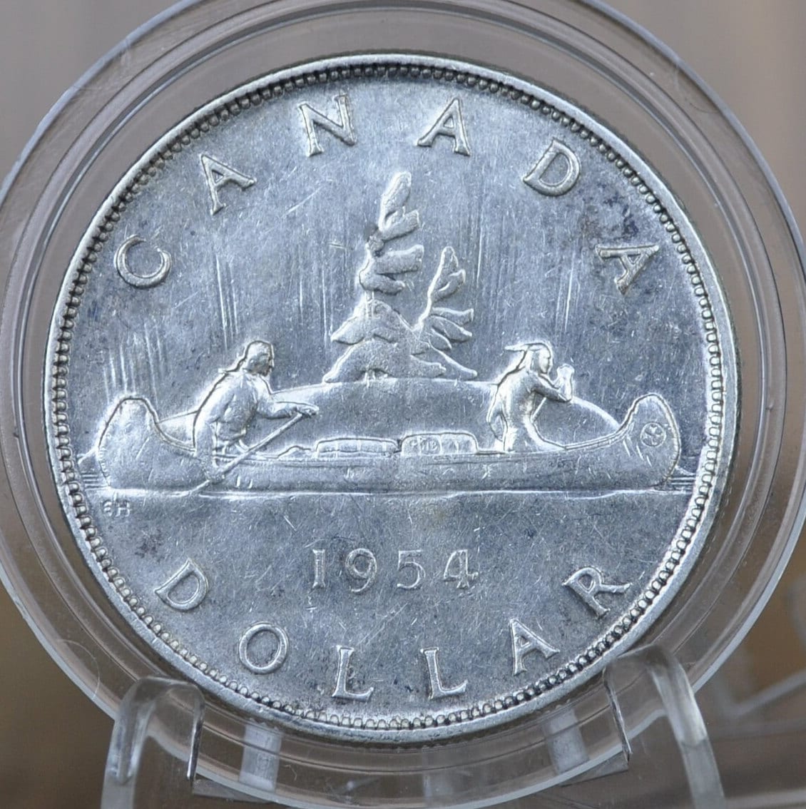 1954 Canadian Silver Dollar - Canoe Silver Dollar - 80% Silver - Silver Dollar Canada 1954 - Canadian Coin Collection