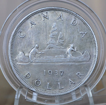 1937 Canadian Silver Dollar - Canoe Silver Dollar - 80% Silver - Silver Dollar Canada 1937 - Canadian Coin Collection