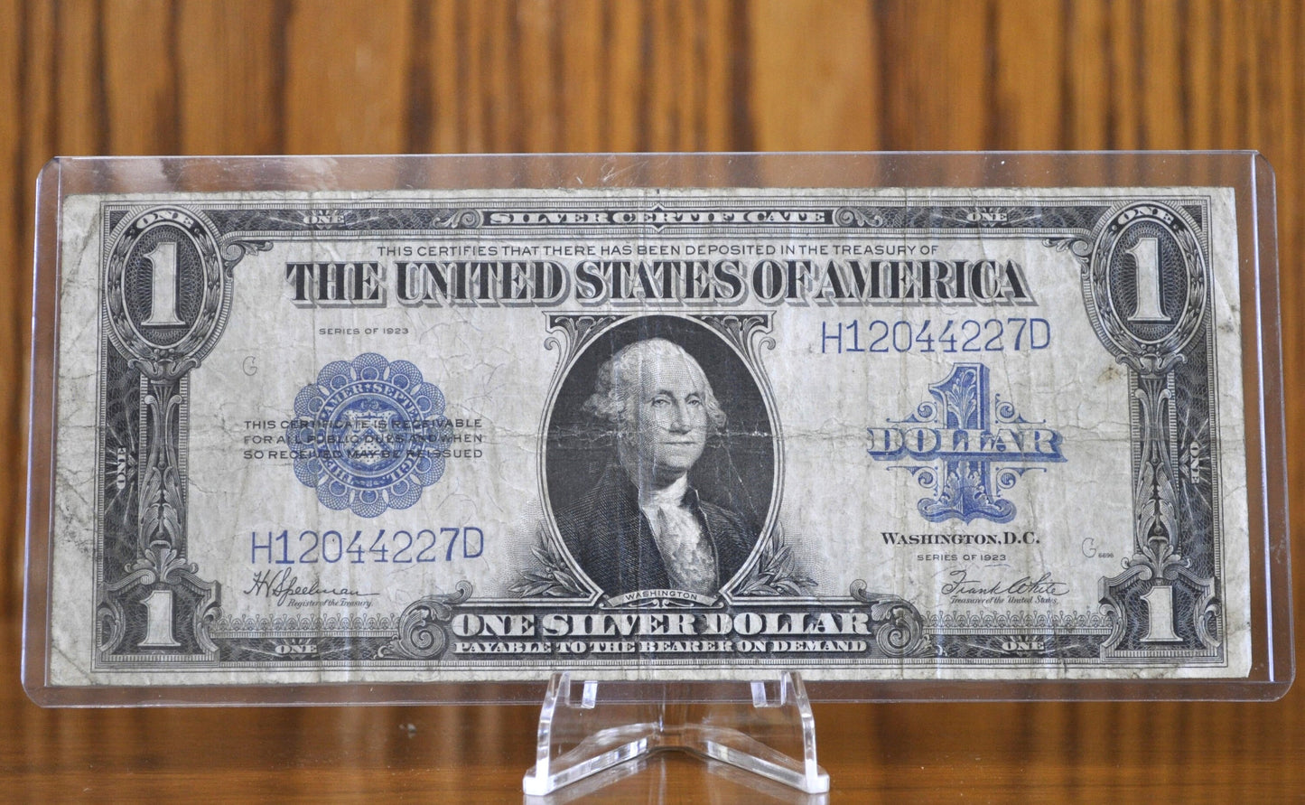 1923 Silver Certificate Horseblanket Note 1 Dollar Bill - F+ (Fine Plus) - 1923 One Dollar Silver Cert -Fr.237 / Fr237- Speelman / White