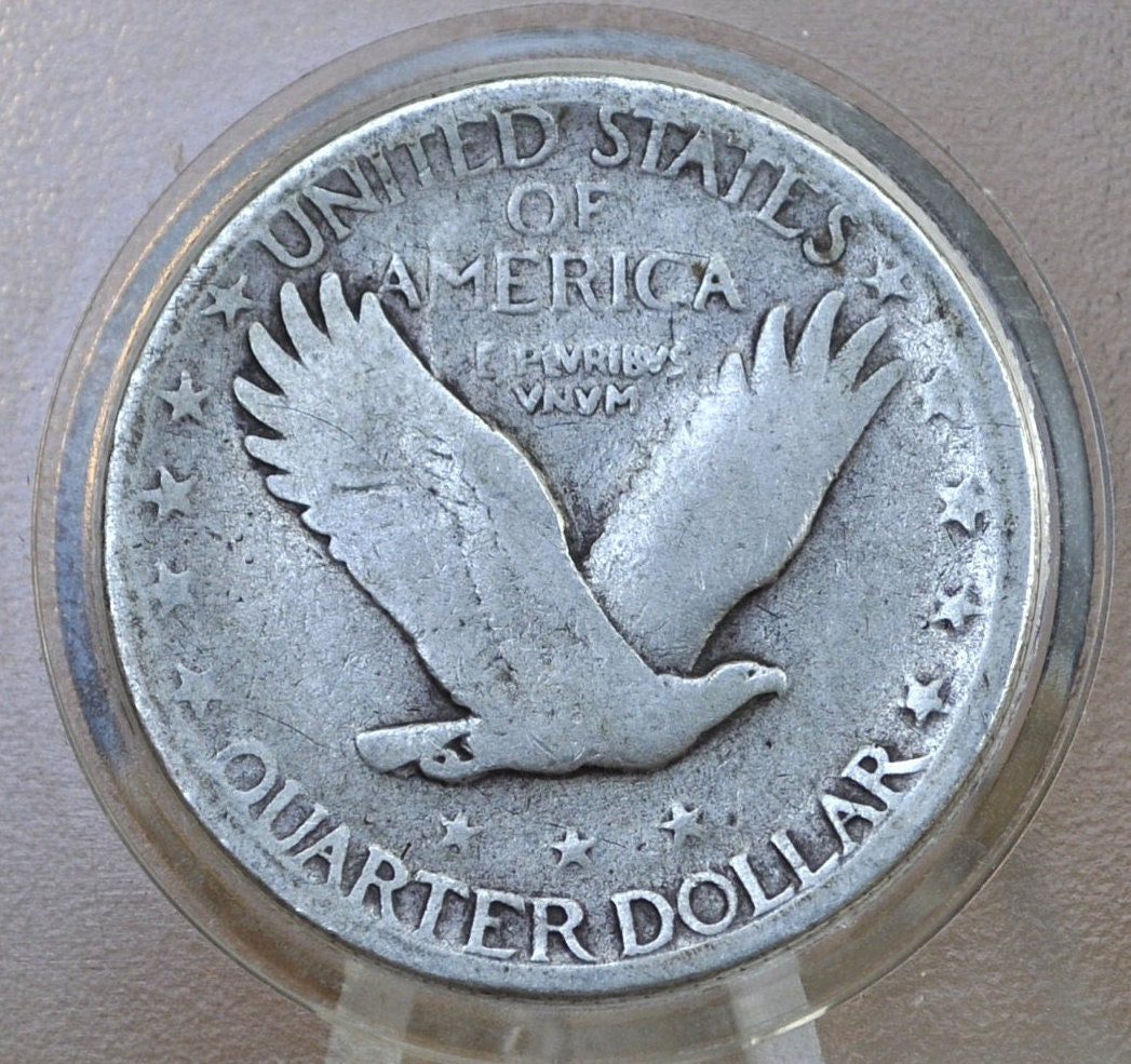 1926-D Standing Liberty Quarter - VG/F, Slightly Bent - 1926 D Standing Liberty Silver Quarter - Denver Mint Mark