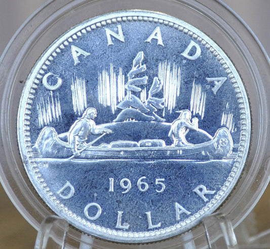 1965 Canadian Silver Dollar - Canoe Silver Dollar - 80% Silver - Silver Dollar Canada 1965 - Canadian Coin Collection