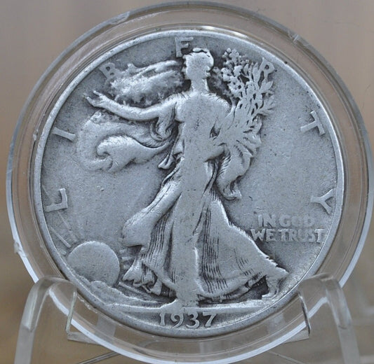 1937-S Walking Liberty Silver Half Dollar - F (Fine) Grade / Condition - San Francisco Mint - 1937 S Half Dollar Liberty Walking 1937 S WLH
