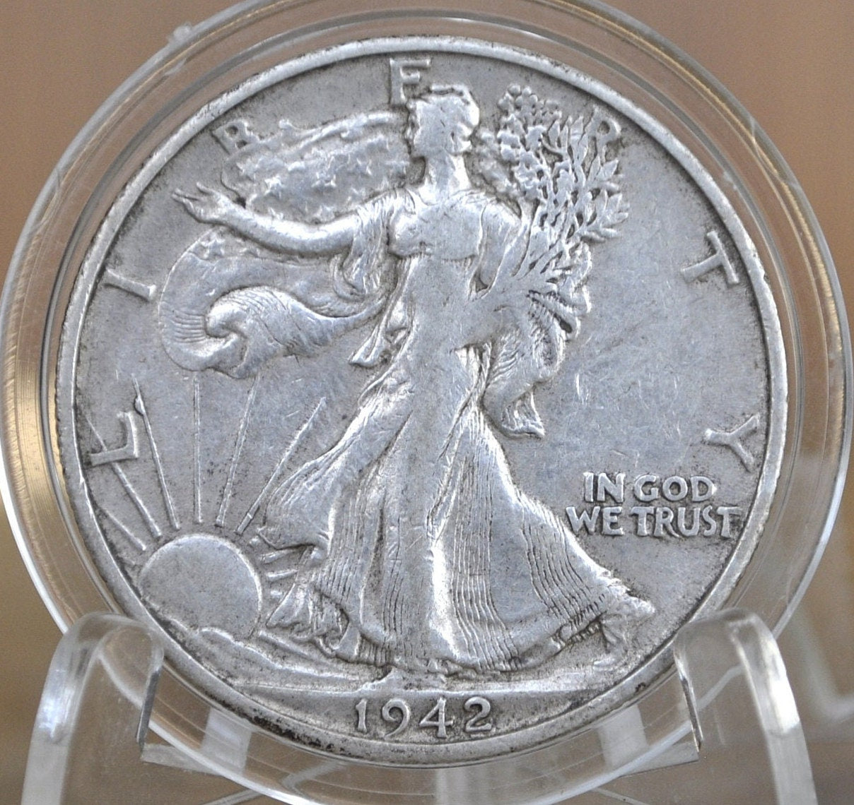 1942-S Walking Liberty Silver Half Dollar - F (Fine) - San Francisco Mint - 1942S, 1942 S Half Dollar