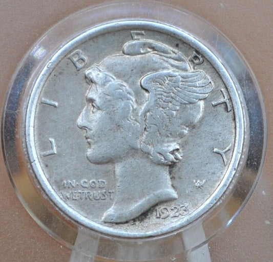 1923 Mercury Dime - G - F Grade / Condition (Good to Fine) - Philadelphia Mint - Silver Dime - 1923-P Mercury Head Dime