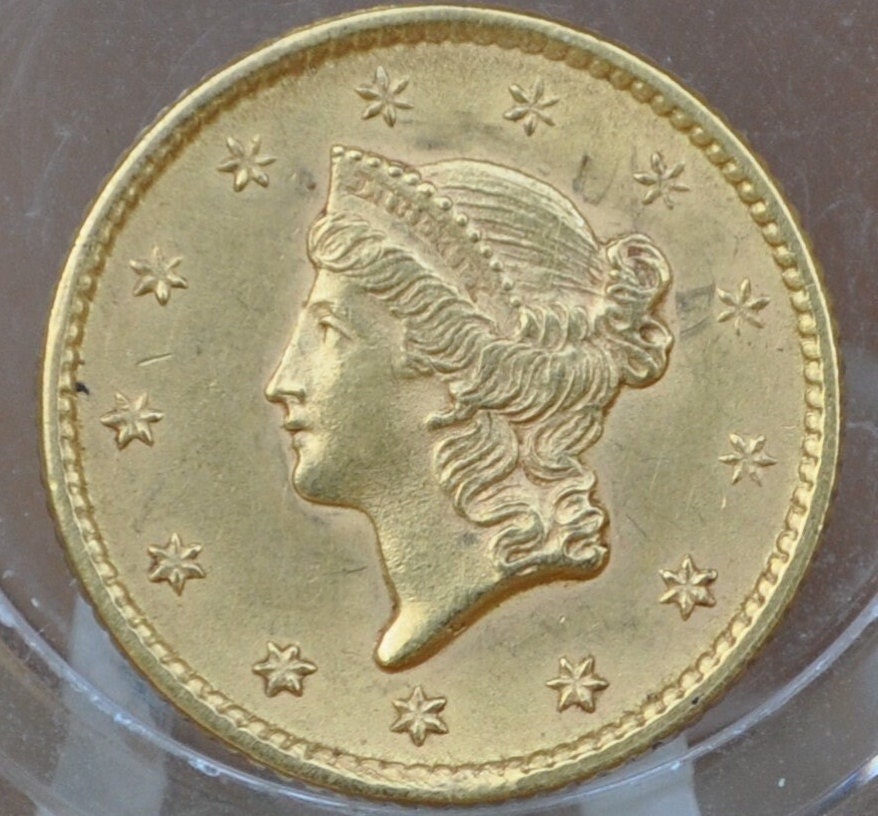 1852 Liberty Head One Dollar Gold Coin - BU (Uncirculated), Beautiful Coin - 1 Dollar Gold 1852 Liberty Head