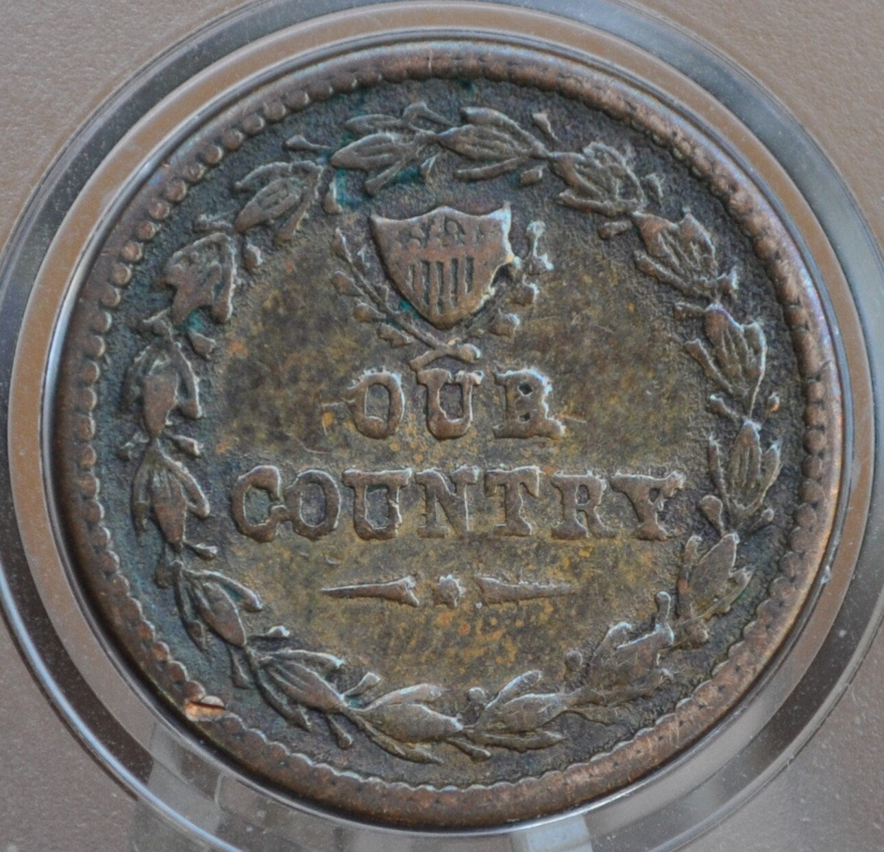 1863 Civil War Token - Our Country - VF+ Grade / Condition- Patriotic CWT - Great Overall Condition