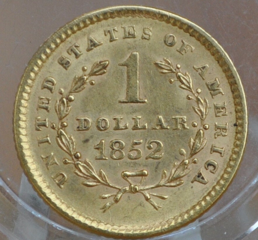 1852 Liberty Head One Dollar Gold Coin - BU (Uncirculated), Beautiful Coin - 1 Dollar Gold 1852 Liberty Head