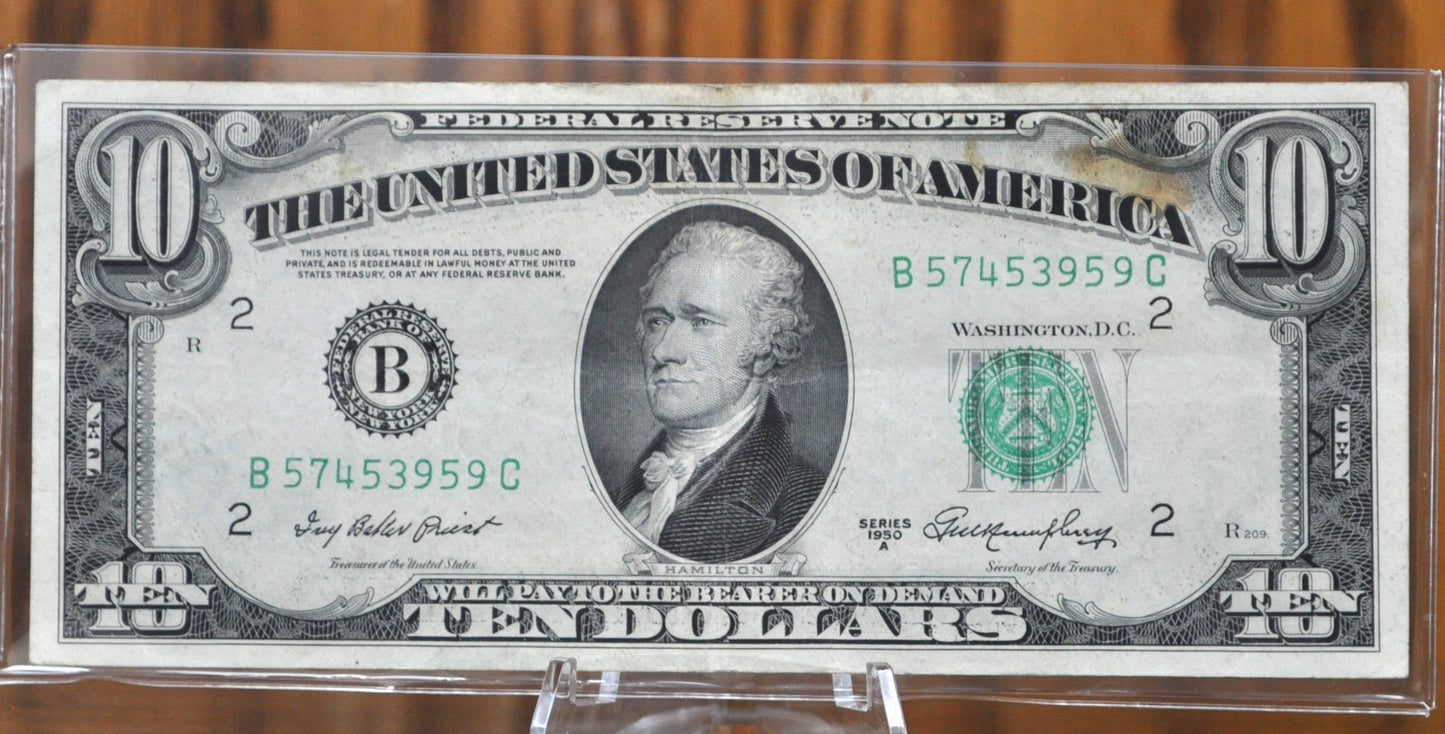 1950 10 Dollar Bill - VF/XF - 1950 Ten Dollar Federal Reserve Note - Fr#2010-Fr#2015B