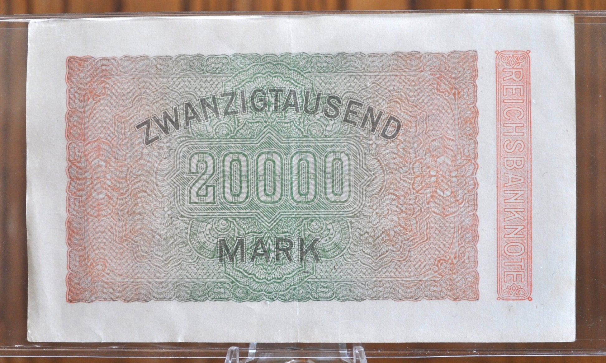 1923 20,000 Mark German Paper Note - Reichsbanknote - XF/AU Grade / Condition - WWI era note - Twenty Thousand Mark Note