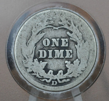 1906-D Barber Silver Dime - G (Good) Grade / Condition - Denver Mint - 1906 D Barber Dime 1906D Dime Silver