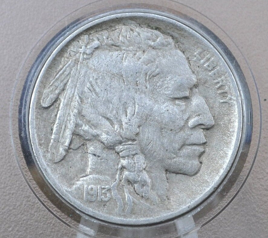 1913-D Buffalo Nickel Type 1 Denver Mint - XF (Extremely Fine) Grade / Condition - 1913 D Indian Head Nickel Type One / Type I