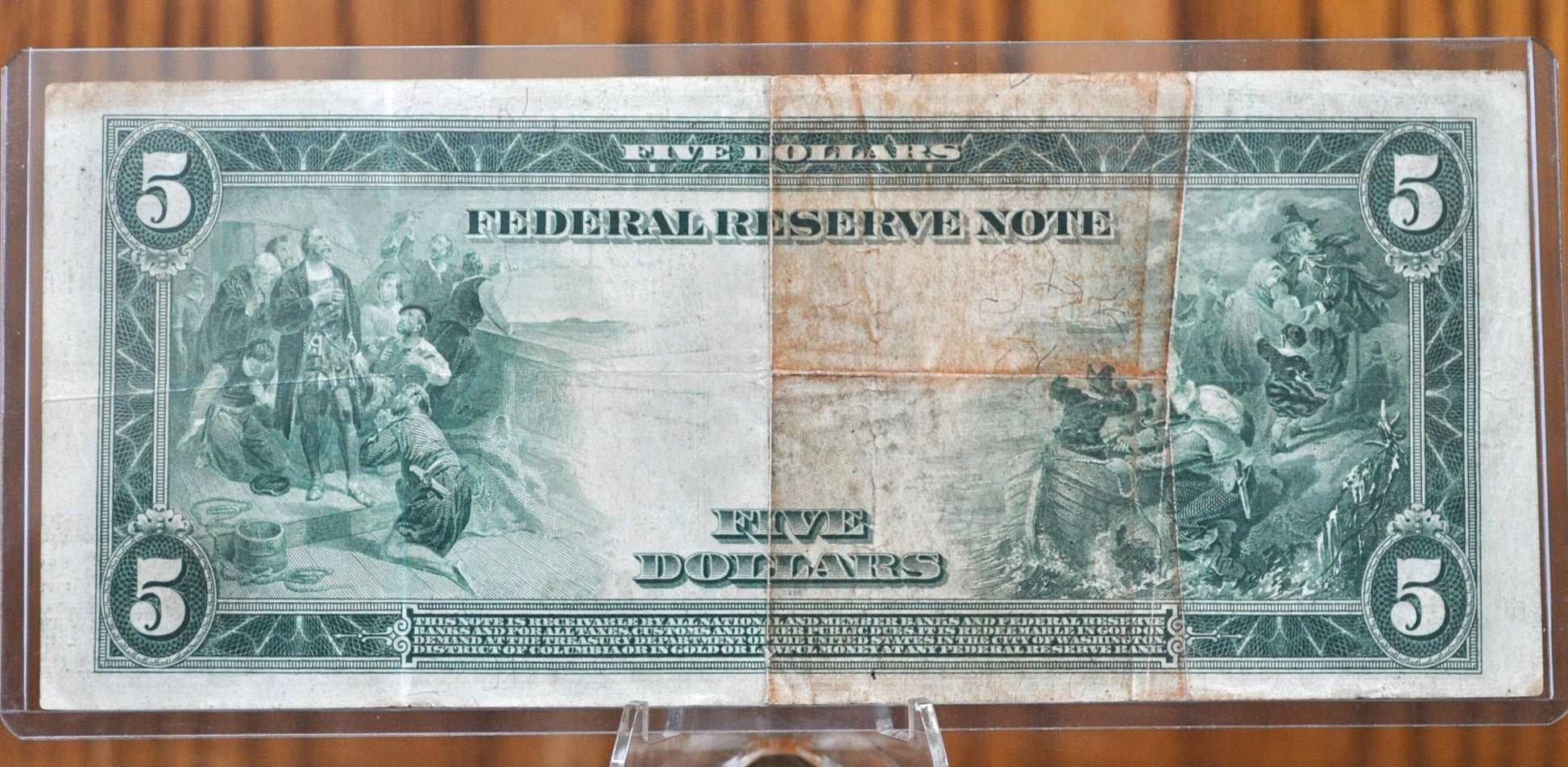 1914 5 Dollar Federal Reserve Note Large Size Fr883A - VF (Very Fine) - Kansas City 1914 Five Dollar Bill Large Note 1914 Missouri Fr#883-A