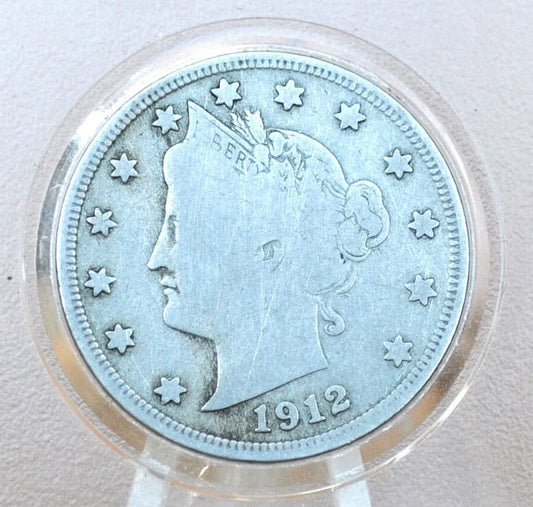 1912-S Liberty Head Nickel, The Key Date- VG+ (Very Good) Grade - San Francisco Mint - Liberty Nickel 1912S, Very Rare Coin, Only 238,000