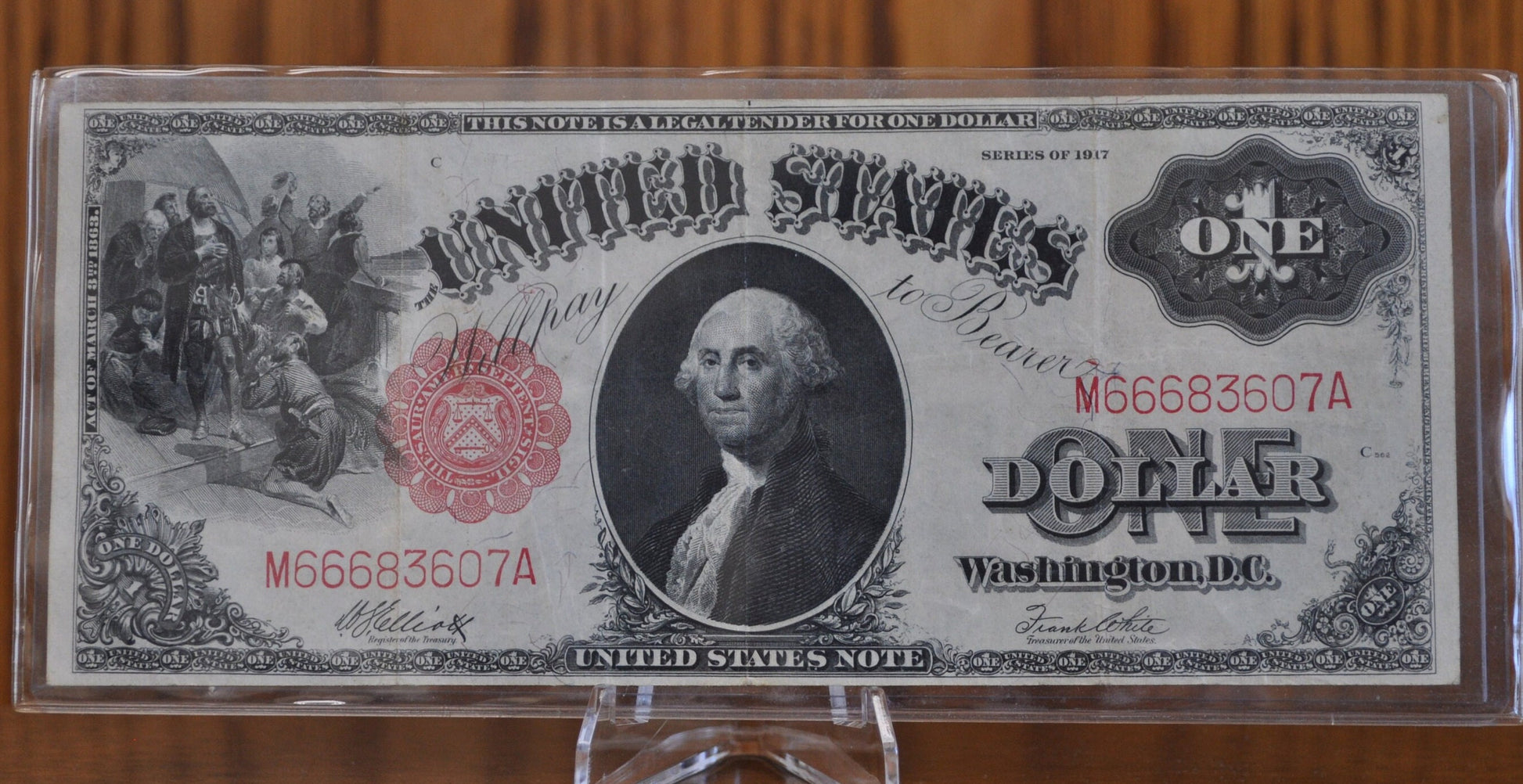 1917 1 Dollar Bill Legal Tender - XF (Extremely Fine) Grade / Condition - 1917 Horse Blanket Note 1 Dollar Bill Large 1917 Fr#37 / Fr.37