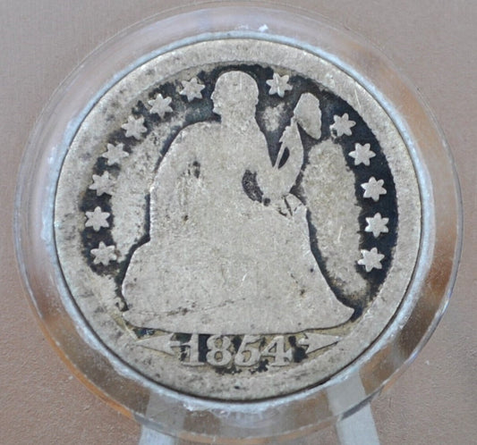 1854 Seated Liberty Dime - G (Good) - 1854 Silver Dime / 1854 Liberty Seated Dime With Arrows