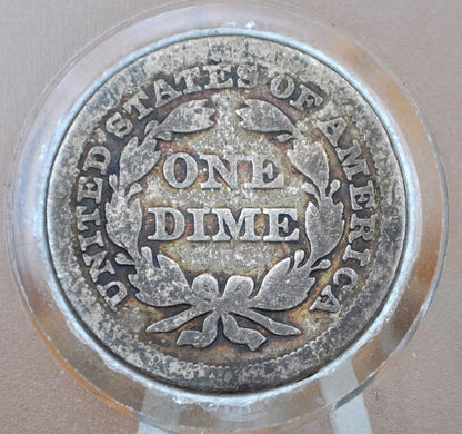 1854 Seated Liberty Dime - G (Good) - 1854 Silver Dime / 1854 Liberty Seated Dime With Arrows