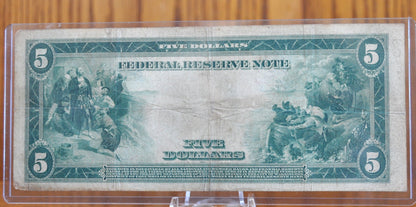 1914 5 Dollar Federal Reserve Note Large Size Fr867A - F (Fine) - Atlanta 1914 Five Dollar Bill Large Note 1914 Fr#867-A Atlanta GA Issue
