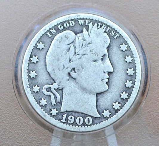 1900-O Barber Silver Quarter - VG (Very Good) Condition - New Orleans Mint - 1900-O Barber Quarter / 1900 O - Silver Quarter